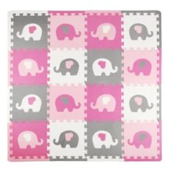 Tadpoles Elephant & Heart Foam Play Mat Set, 16 Pieces