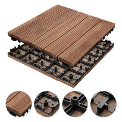 Topeakmart 12''x12''Interlocking Wood Flooring Tiles Indoor & Outdoor For Patio Garden Deck Poolside Pack Of 27 Natural Wood 24 Topeakmart 12''x12''Interlocking Wood Flooring Tiles Indoor & Outdoor For Patio Garden Deck Poolside Pack Of 27 Natural Wood -Home Flooring 43912281 14c5 4335 8edf 1cf76150f4c7 1.6470963306529f7902c212c88521c6e7 1800x1800