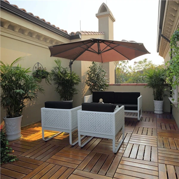 Topeakmart 12''x12''Interlocking Wood Flooring Tiles Indoor & Outdoor For Patio Garden Deck Poolside Pack Of 27 Natural Wood 10 Topeakmart 12''x12''Interlocking Wood Flooring Tiles Indoor & Outdoor For Patio Garden Deck Poolside Pack Of 27 Natural Wood - Image 10