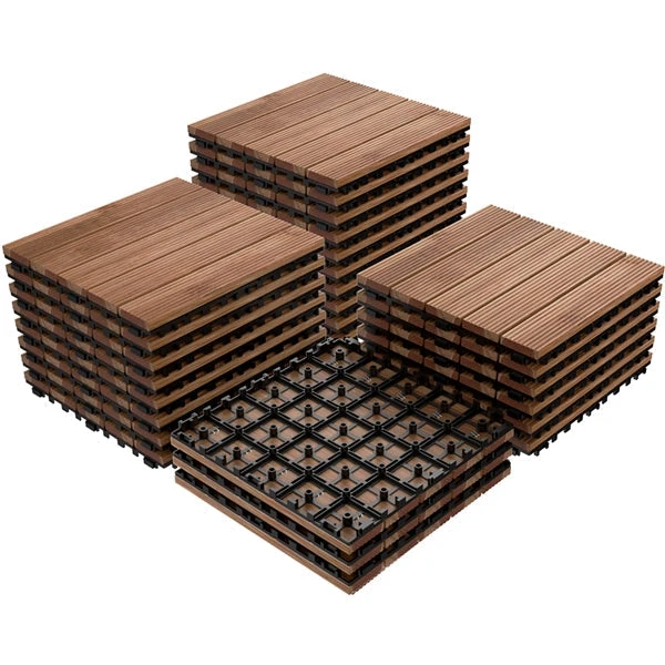Topeakmart 12''x12''Interlocking Wood Flooring Tiles Indoor & Outdoor For Patio Garden Deck Poolside Pack Of 27 Natural Wood 1 Topeakmart 12''x12''Interlocking Wood Flooring Tiles Indoor & Outdoor For Patio Garden Deck Poolside Pack Of 27 Natural Wood