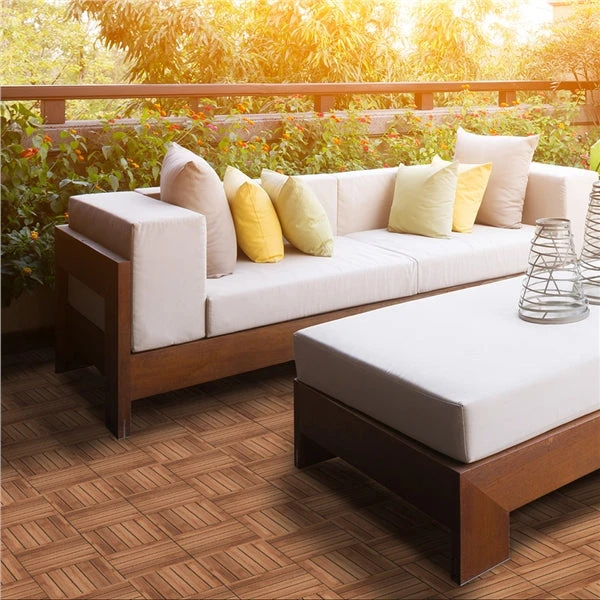 Topeakmart 12''x12''Interlocking Wood Flooring Tiles Indoor & Outdoor For Patio Garden Deck Poolside Pack Of 27 Natural Wood 9 Topeakmart 12''x12''Interlocking Wood Flooring Tiles Indoor & Outdoor For Patio Garden Deck Poolside Pack Of 27 Natural Wood - Image 9